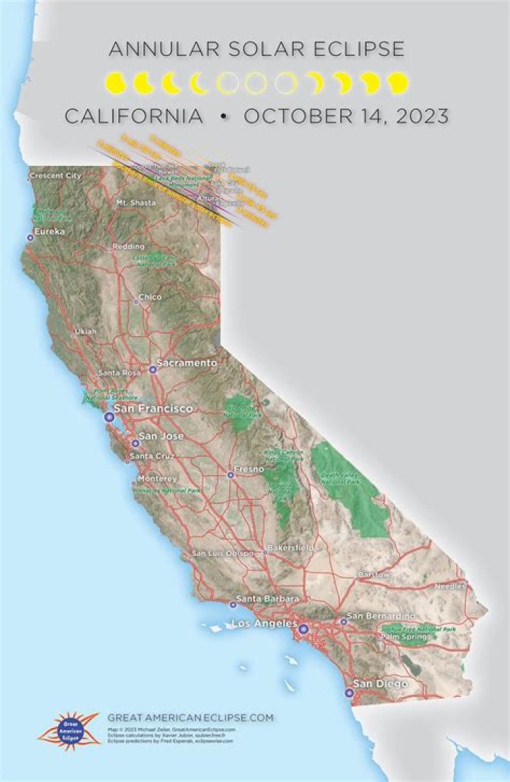 At what time is the solar eclipse today in California?