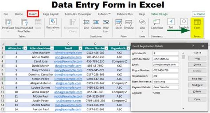 Can I create a data entry form in Excel?