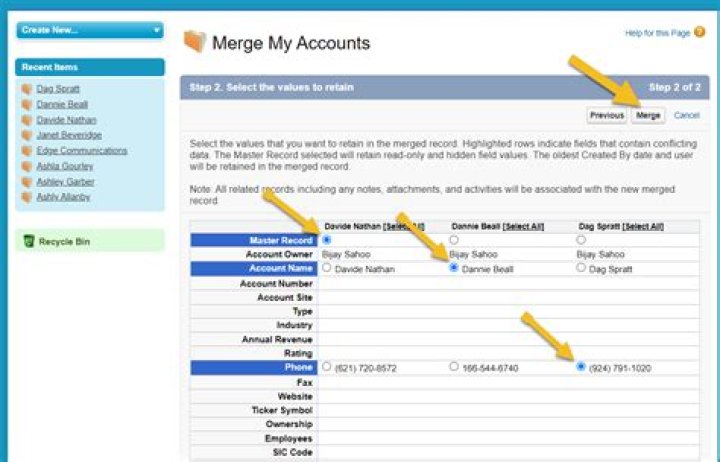 Can we merge two different account in Salesforce?