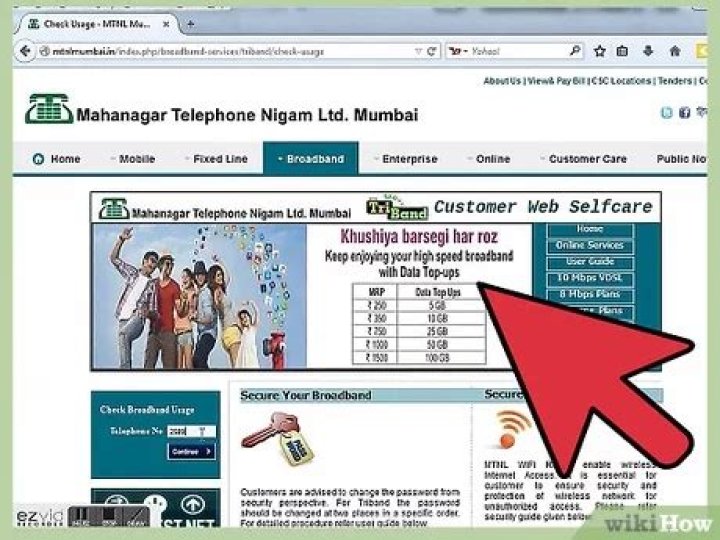 How can I check my MTNL broadband usage?