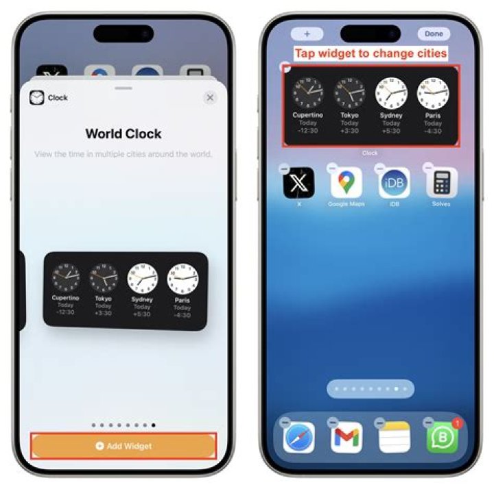 How do I add time to iPhone widget?