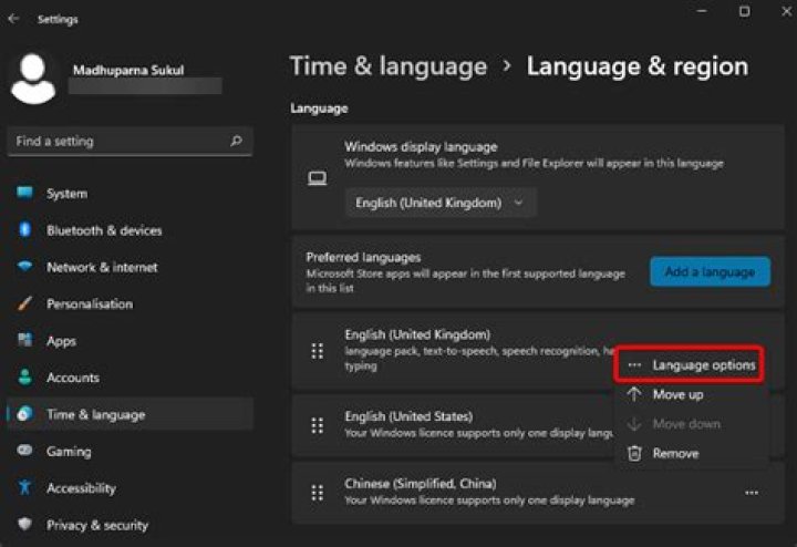 How do I change Windows display language to Chinese?