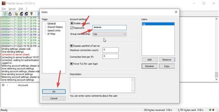 How do I create a username and password for FTP server?