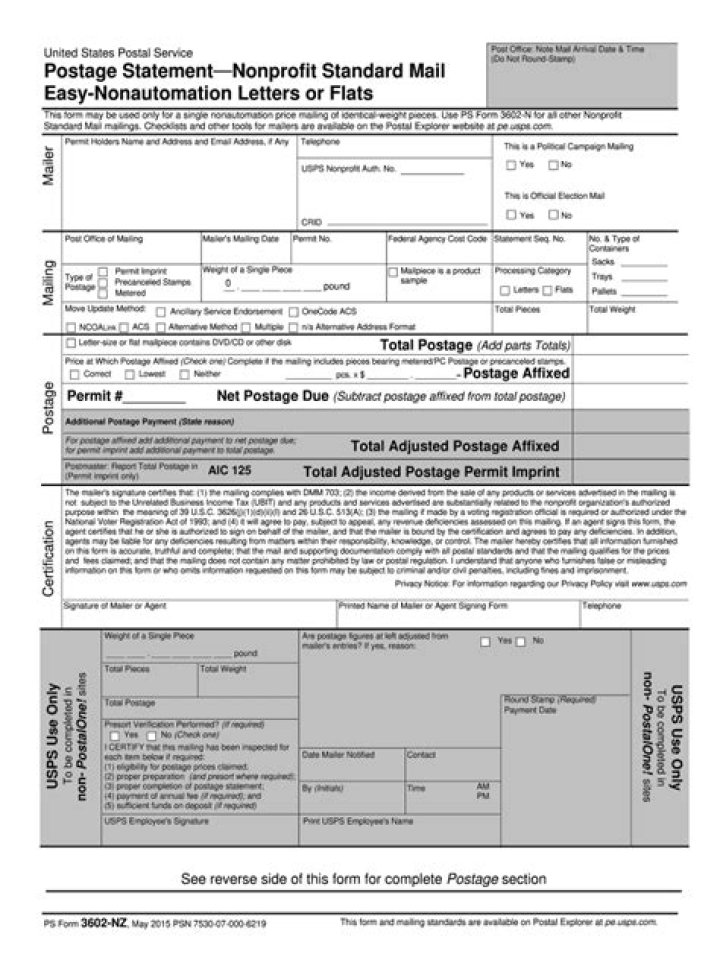 How do I fill out a USPS Form 3602 NZ?