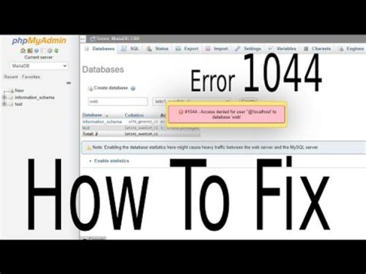 How do I fix error 1044 in MySQL workbench?
