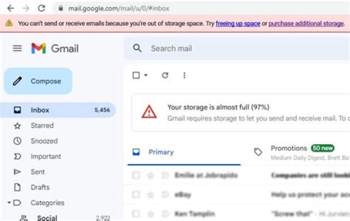 How do I fix Gmail over quota?