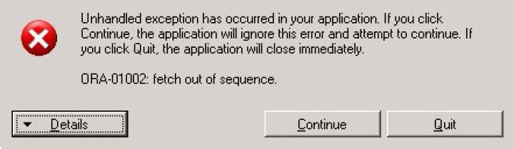 How do I fix Ora 01002 fetch out of sequence?