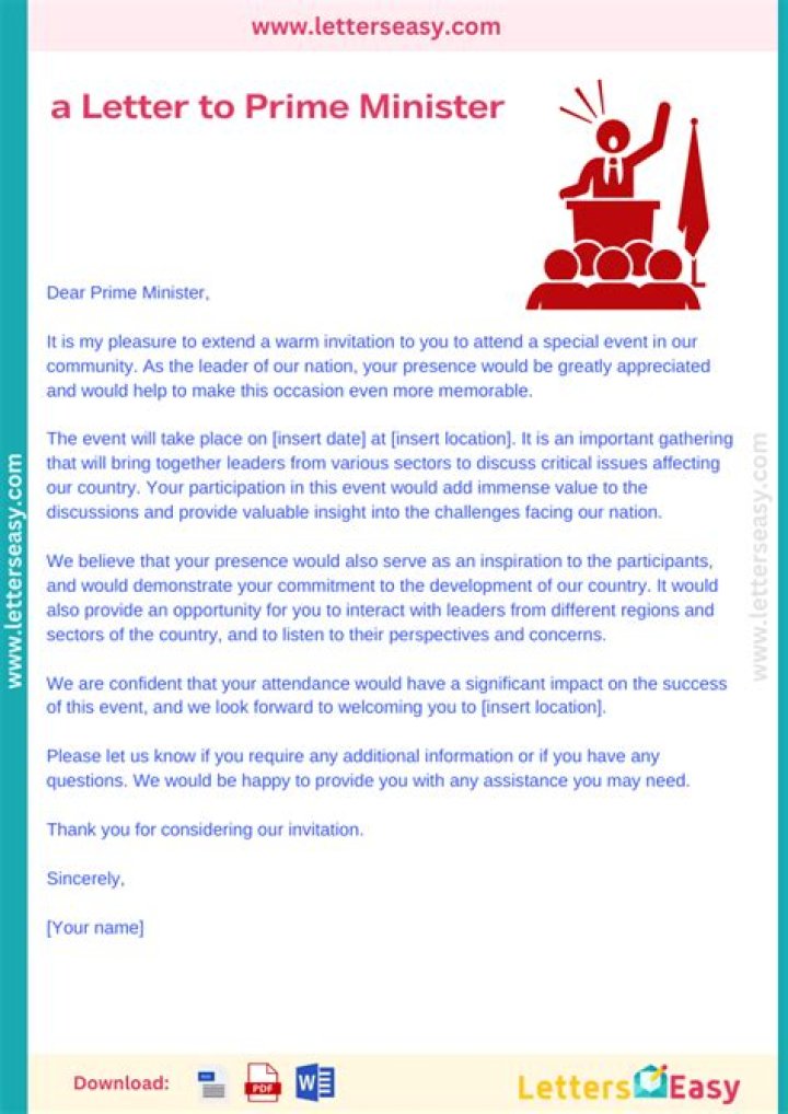 How do I send a letter to the Prime Minister?