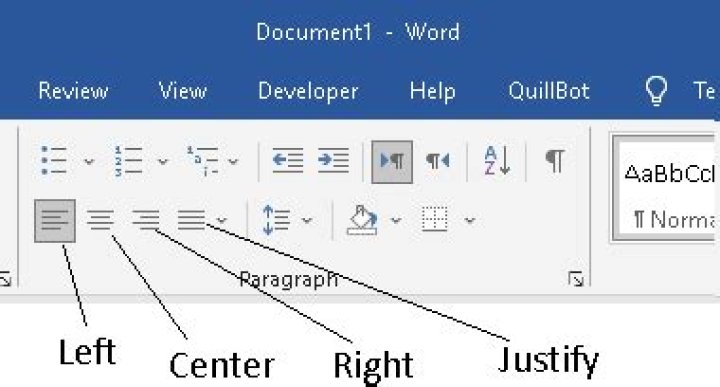 How do you align text in Word 2003?