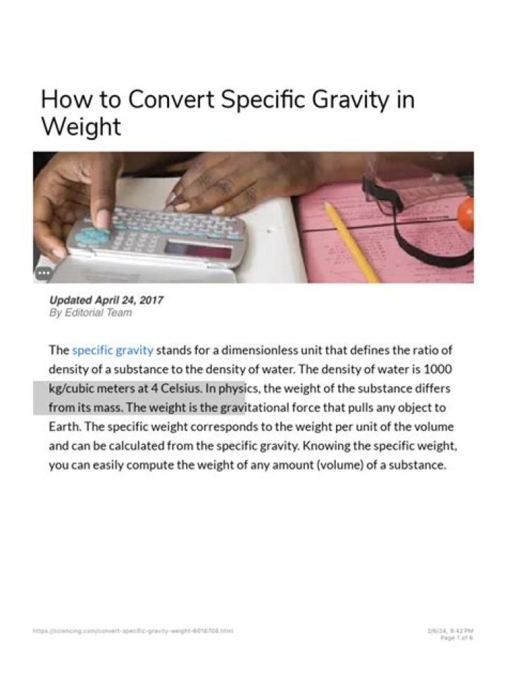 How do you convert specific gravity?