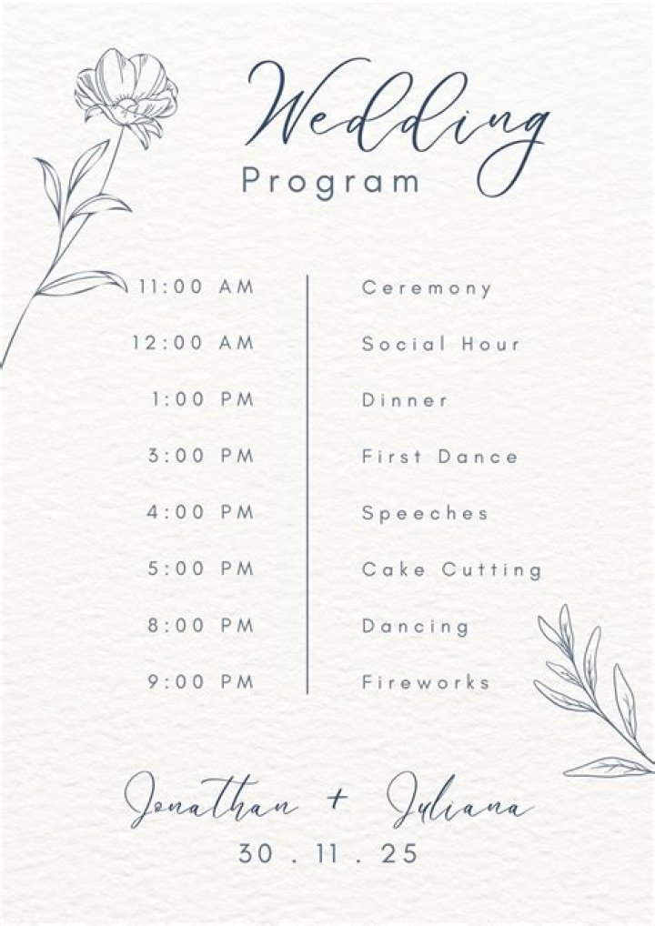 How do you format a wedding program?