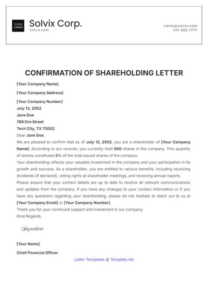 How do you write a shareholder letter?