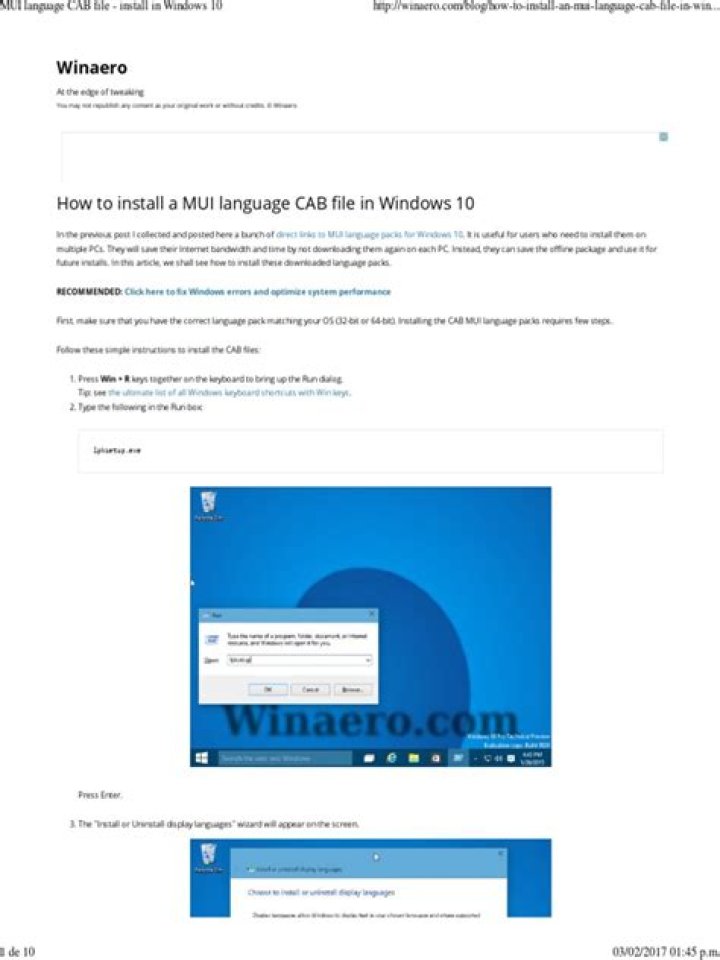 How install language CAB file?