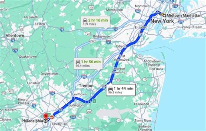 How long is it from New York to Philadelphia car?
