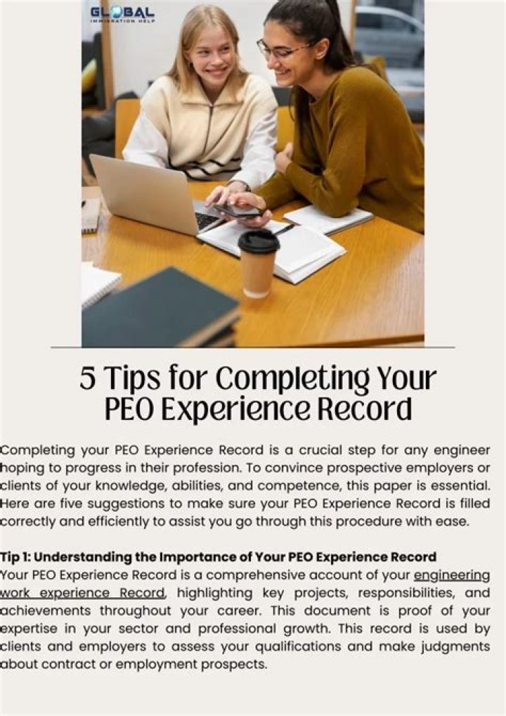 How long should my PEO experience record be?
