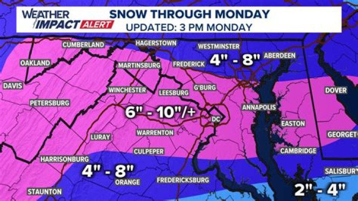 How many inches of snow did Pasadena Md get?