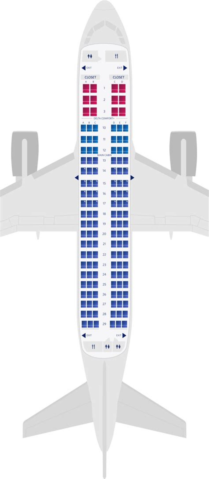 How many rows does an Airbus 319 have?