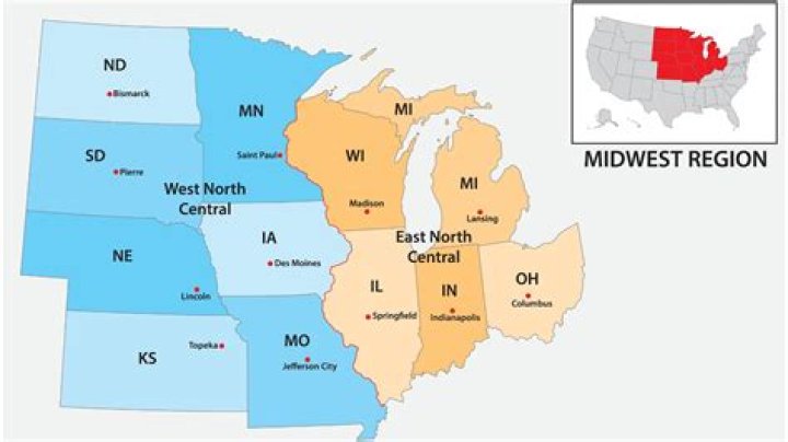 How many US states encompass the Midwest?