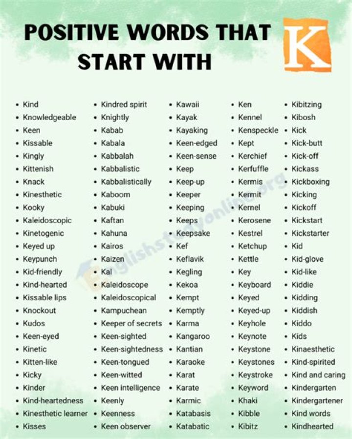 What are 4 letter words that start with K?