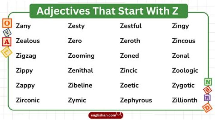 What are adjectives that start with the letter Z?