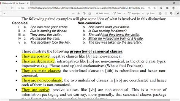 What are non canonical sentences?