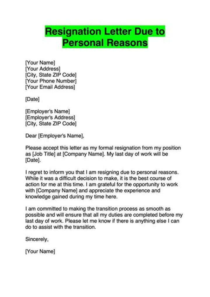 What are some examples of resignation letters?