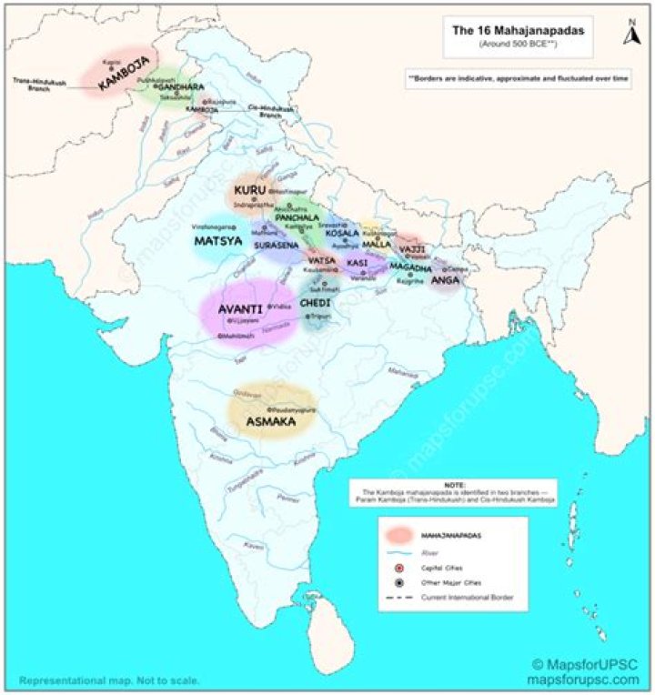 What are the 16 Mahajanapadas and their capitals?