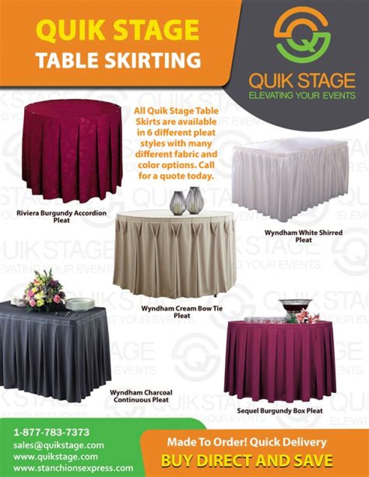 What are the different table skirting styles?