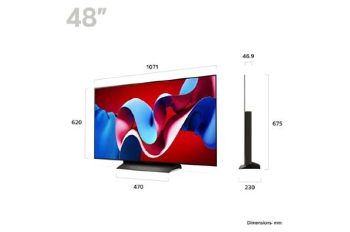 What are the dimensions on a 48 inch TV?