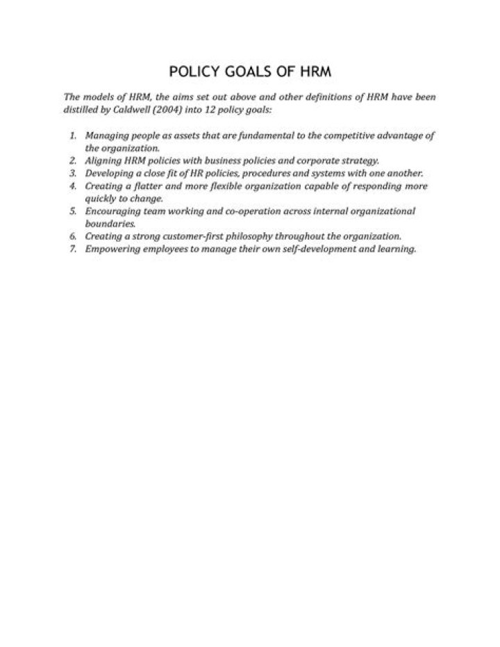 What are the policy goals of HRM?