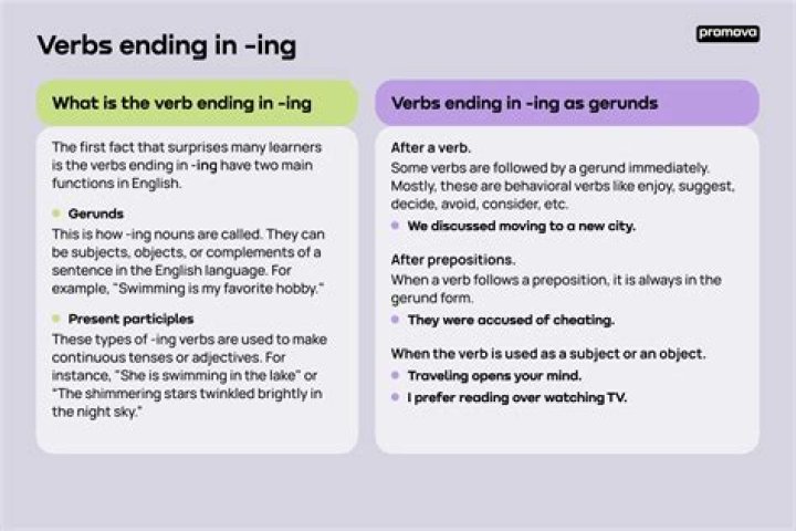 What are verbs that end with ing?