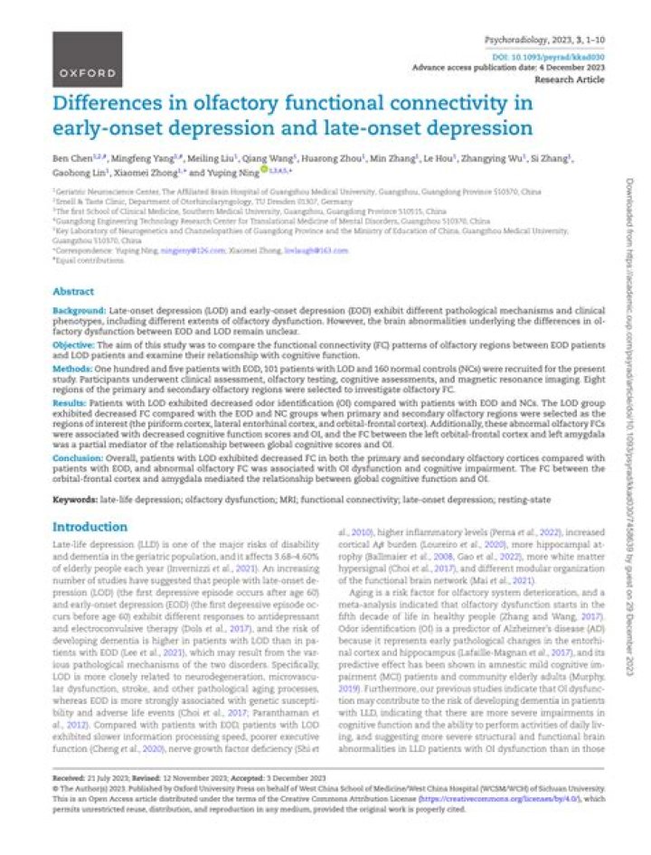 What causes early-onset depression?