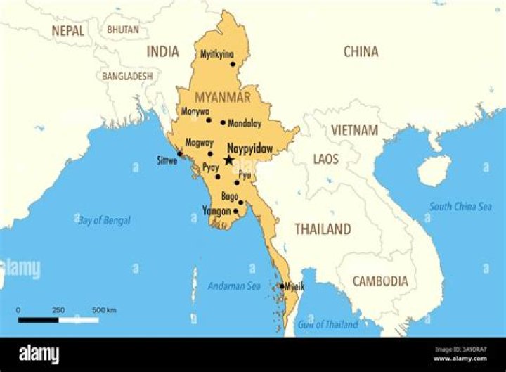 What countries border Myanmar?