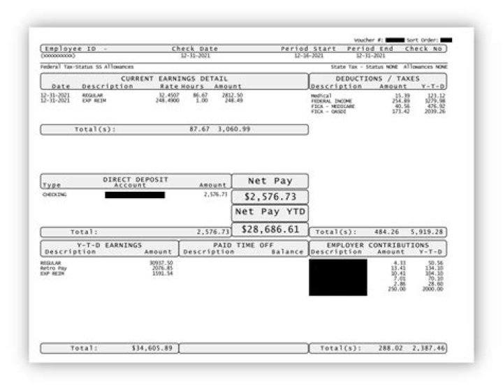 What does EE mean on a paystub?