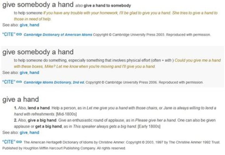 What does it mean to give somebody a hand?