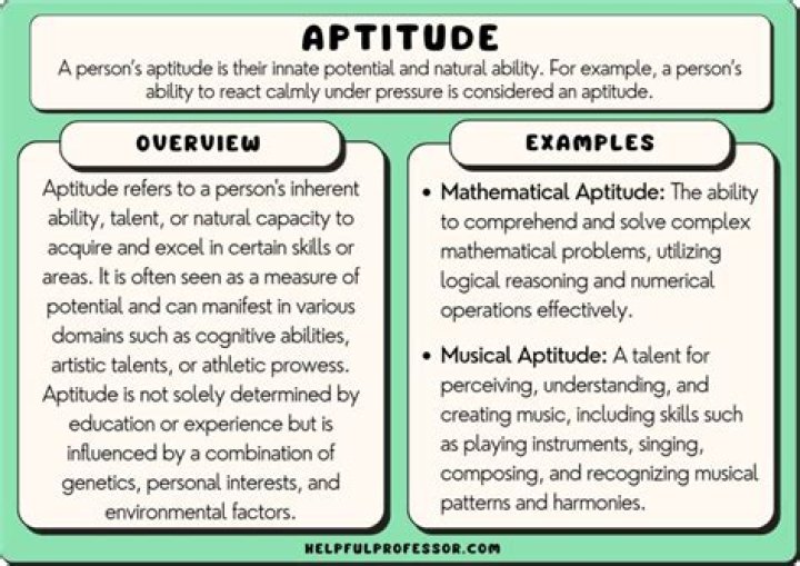 What is a example for aptitude?