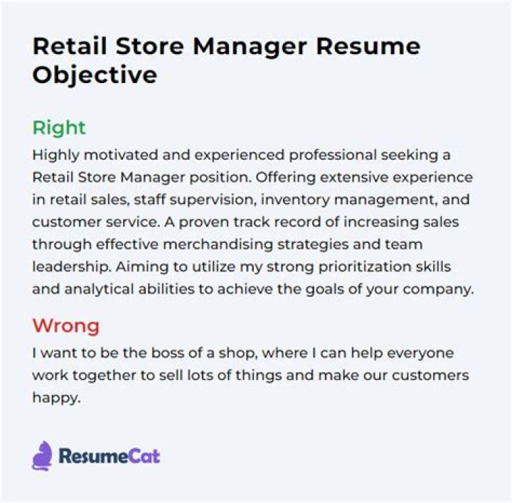 What is a good objective for a retail manager resume?