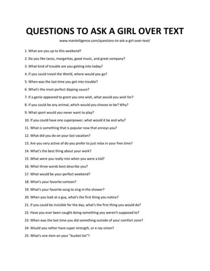 What is a good question to ask a girl over text?