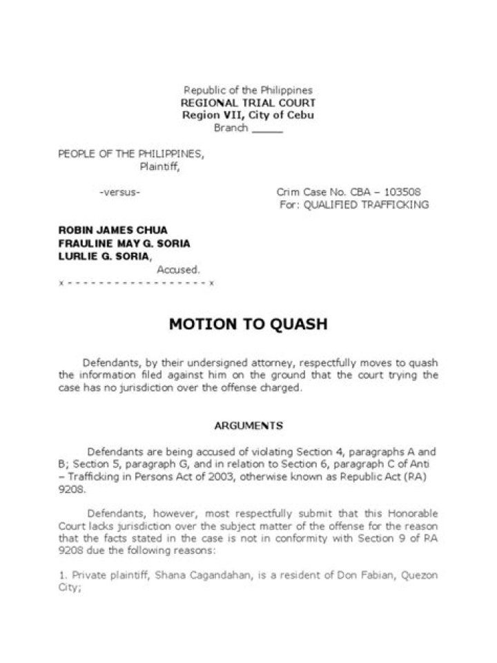 What is a motion to quash and how is it made?