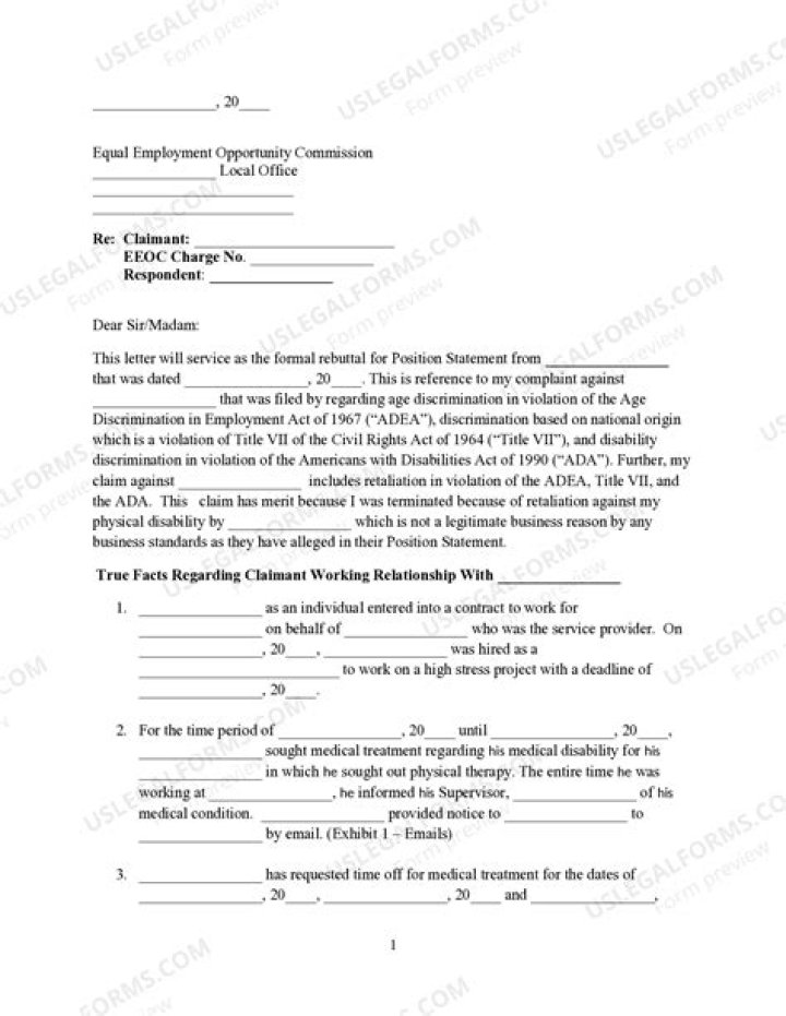 What is a position statement for an EEOC complaint?
