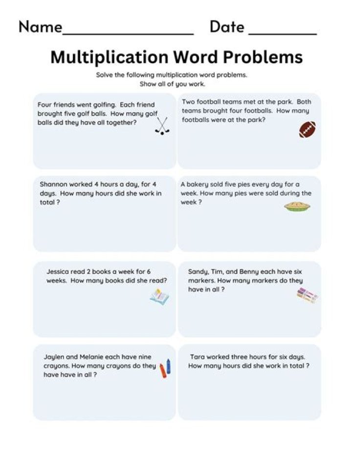 What is an example of a multiplication word problem?