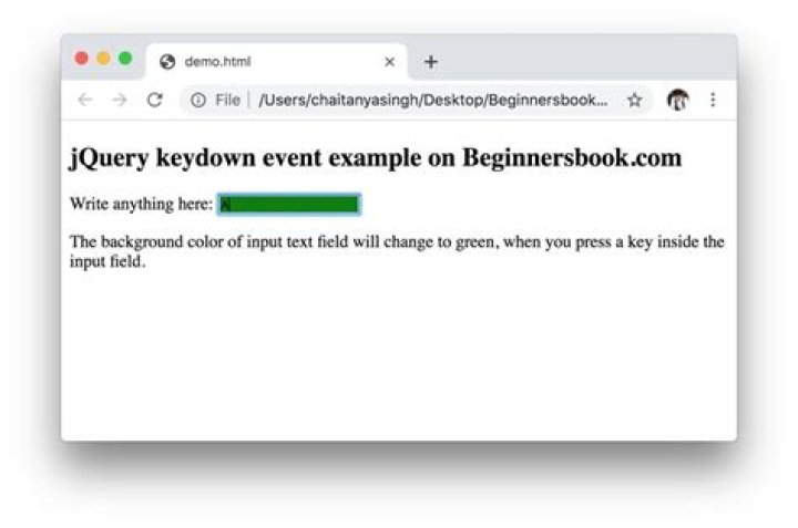 What is Keydown event in jQuery?