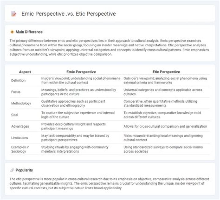 What is the difference between Emic and etic perspectives?