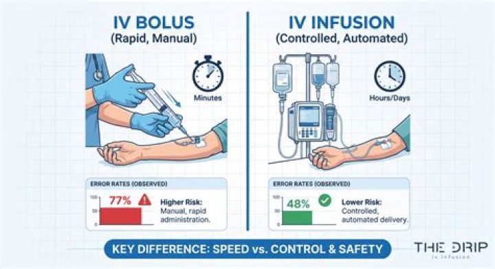 What is the difference between IV bolus and infusion?