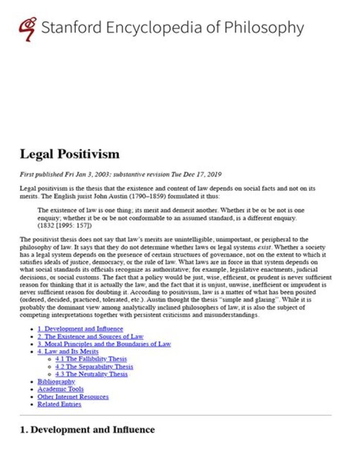 What is the main thesis of legal positivism?