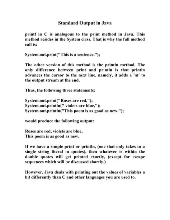 What is the standard output in Java?