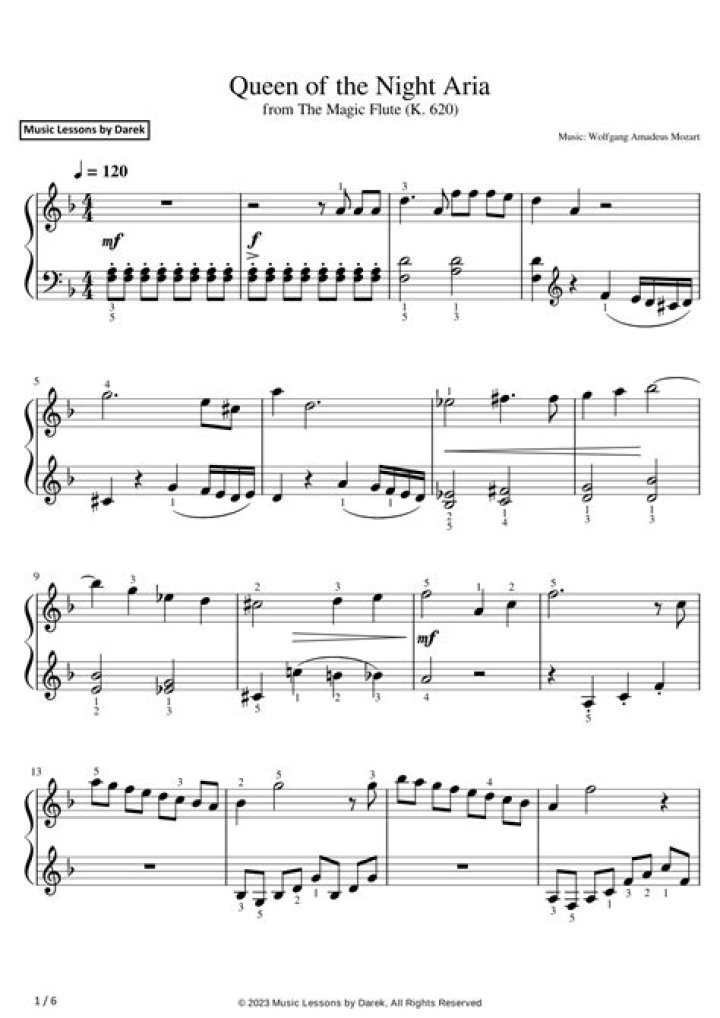 What is the top note in the Queen of the Night aria?