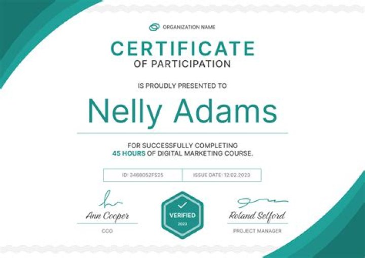 What should be included in a certificate of participation?